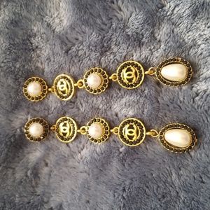 CHANEL 18k gold plated earrings